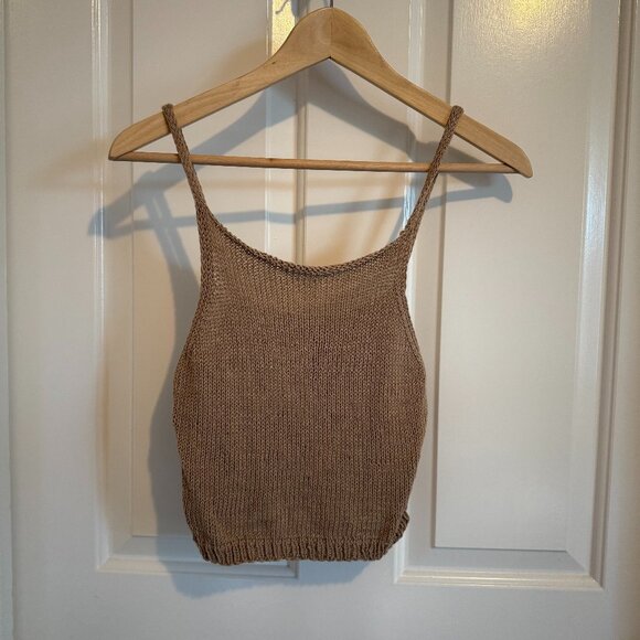 Hand knit Cropped Camisole Tank, Size Small - Picture 1 of 3